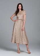 TRANSLUCENT ENCRUSTED SEQUIN DRESS LIGHT BLUE