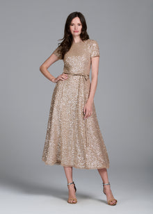 TRANSLUCENT ENCRUSTED SEQUIN DRESS LIGHT BLUE