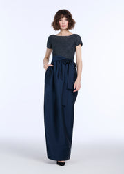 FILAGREE  GLASS BEADED EMBROIDERY GOWN NAVY