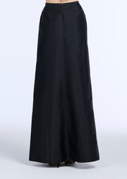 SOFT TAFFETA FAUX WRAP SKIRT BLACK