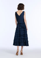 TAFFETA BOAT NECK SHELL NAVY