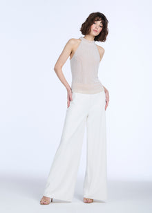 PEARL ENCRUSTED SLEEVELESS MOCK NECK IVORY
