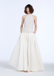 PEARL ENCRUSTED SLEEVELESS MOCK NECK IVORY