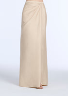 SOFT TAFFETA FAUX WRAP SKIRT CHAMPAGNE