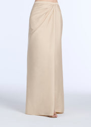 SOFT TAFFETA FAUX WRAP SKIRT CHAMPAGNE