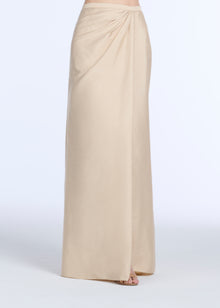 SOFT TAFFETA FAUX WRAP SKIRT CHAMPAGNE
