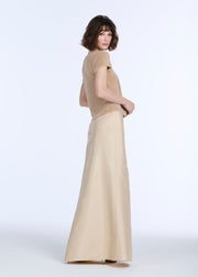 SOFT TAFFETA FAUX WRAP SKIRT CHAMPAGNE