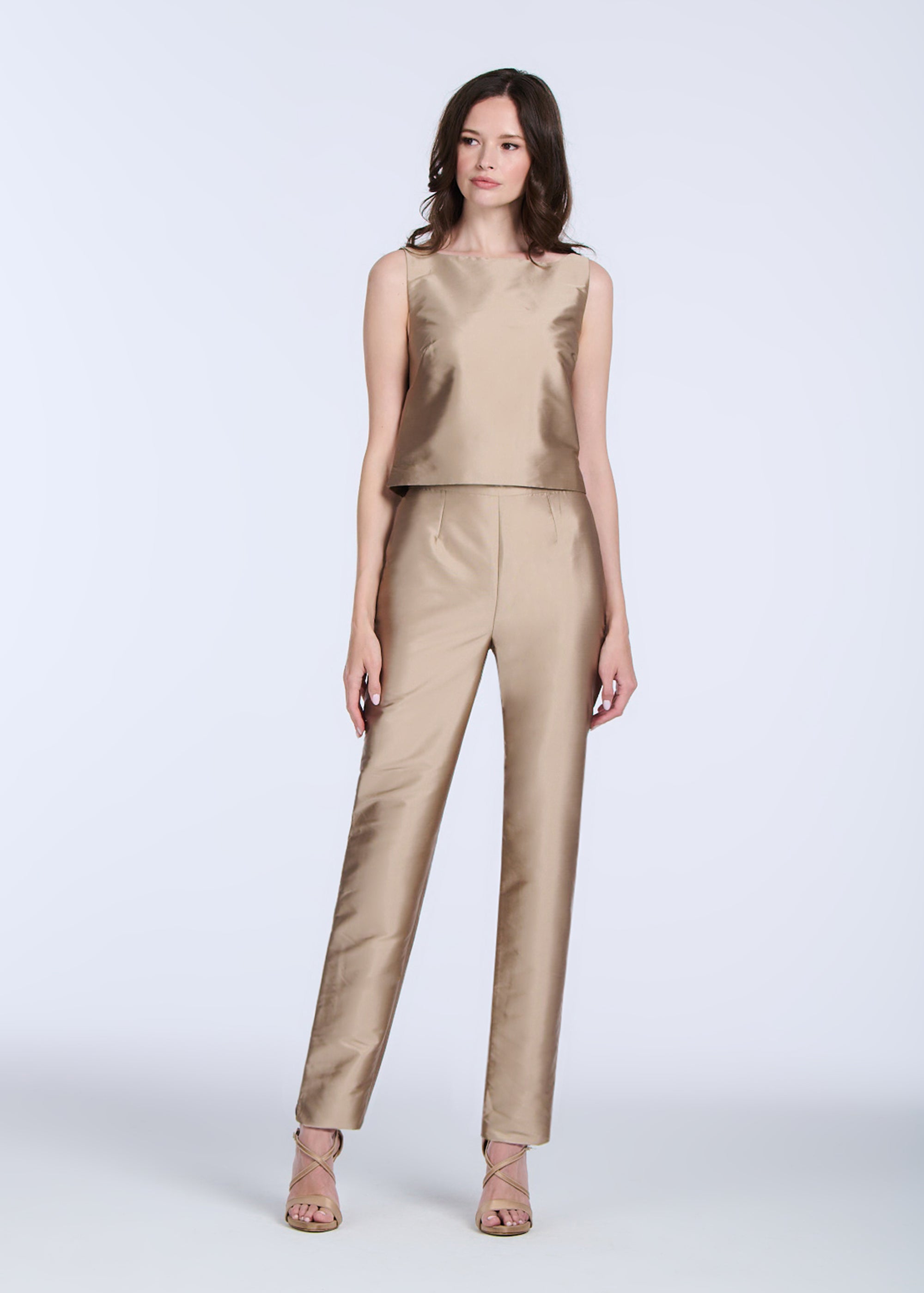 TAFFETA SLIM LEGGED PENCIL PANT SUNTAN