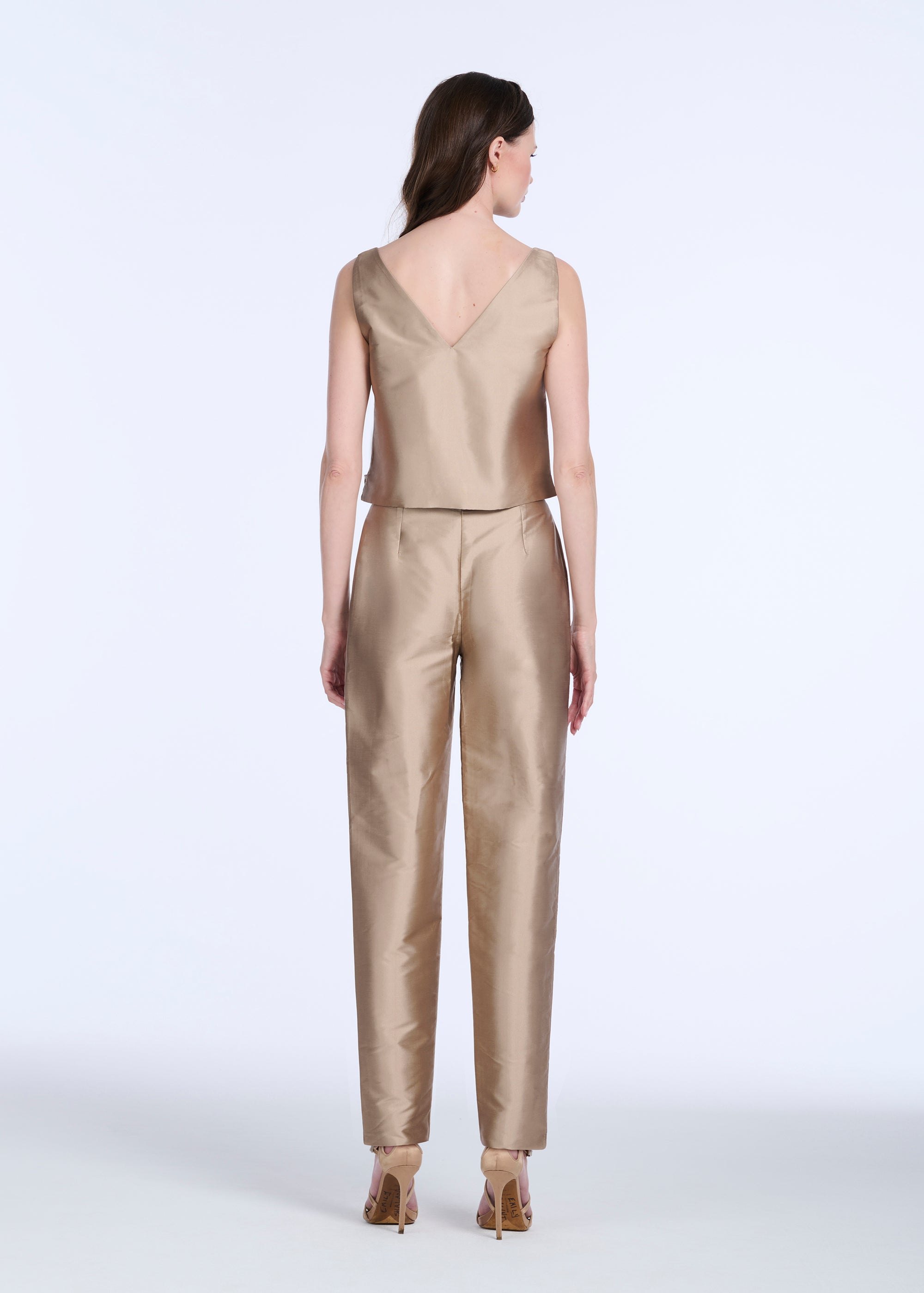 TAFFETA SLIM LEGGED PENCIL PANT SUNTAN