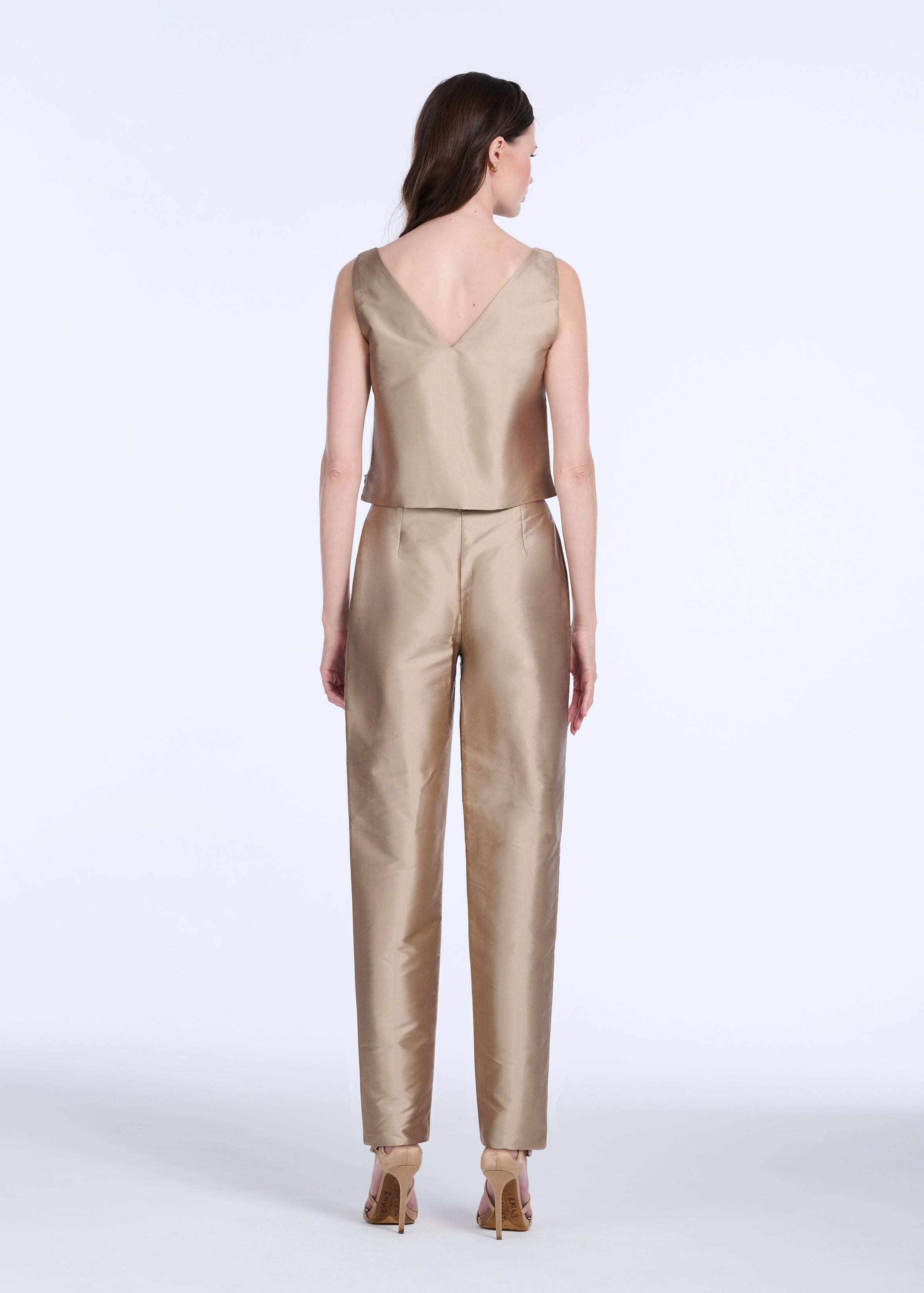 TAFFETA SLIM LEGGED PENCIL PANT SUNTAN