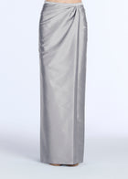 SOFT TAFFETA FAUX WRAP SKIRT IVORY