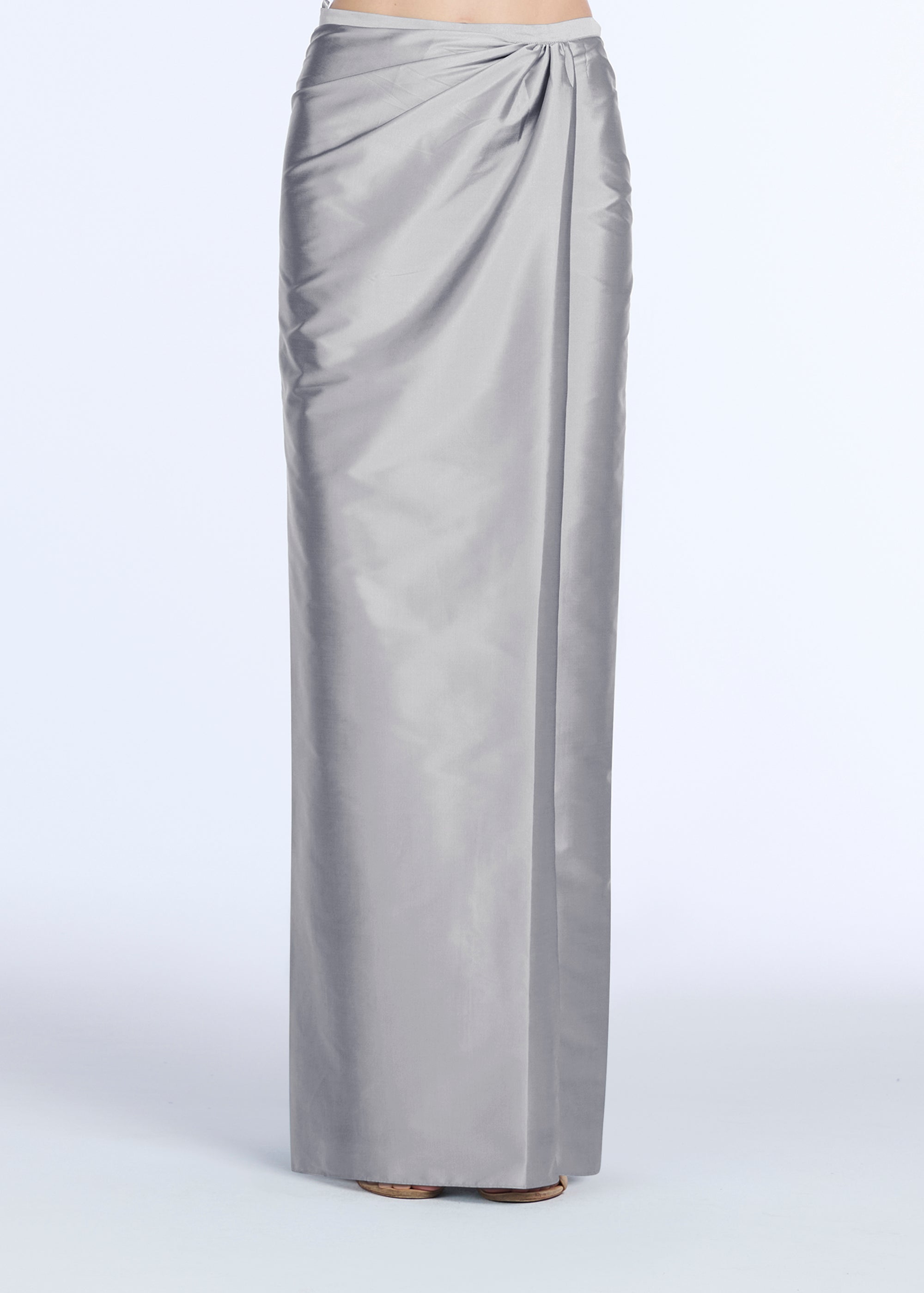 SOFT TAFFETA FAUX WRAP SKIRT IVORY