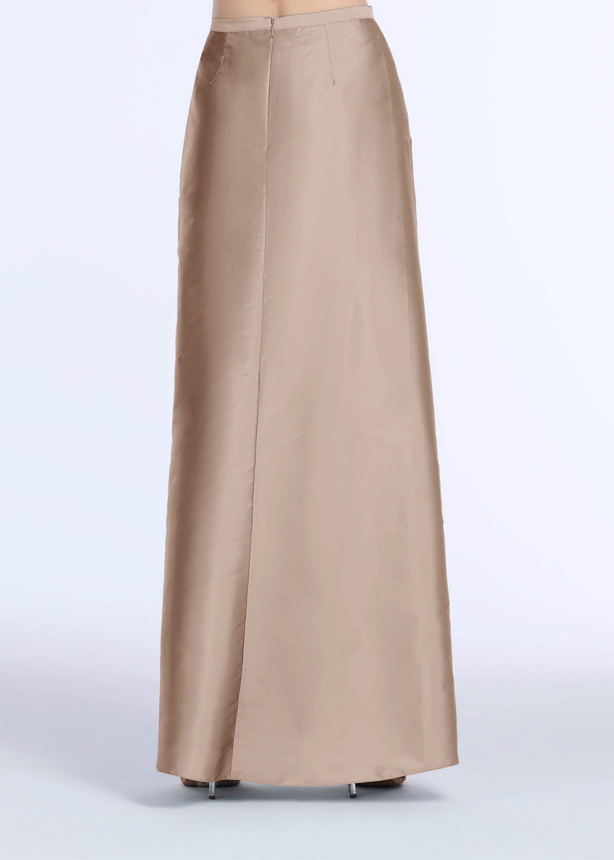 SOFT TAFFETA FAUX WRAP SKIRT SUNTAN