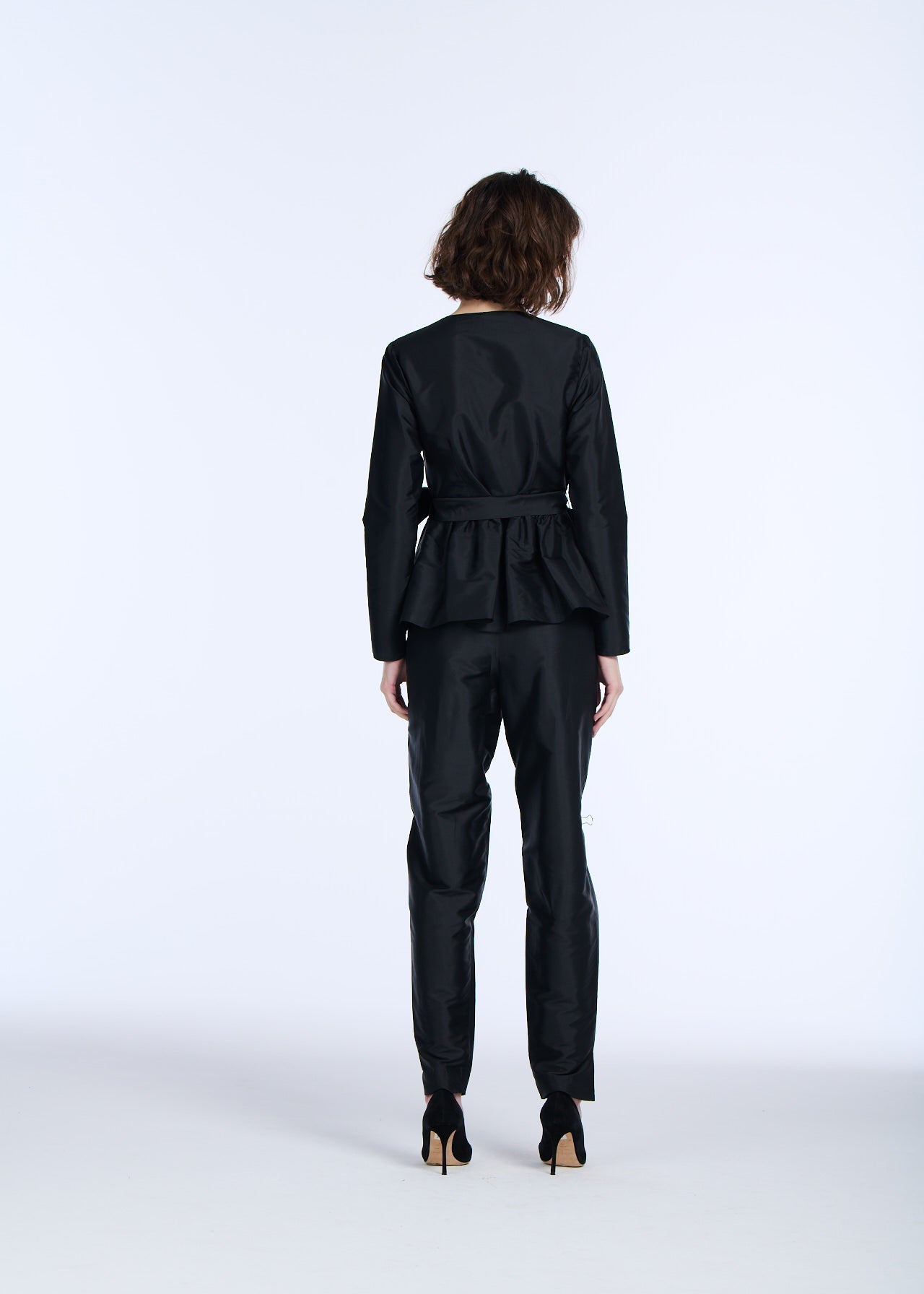 TAFFETA PRINCESS BLOUSE WITH CRYSTAL BOW BLACK