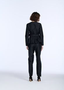TAFFETA PRINCESS BLOUSE WITH CRYSTAL BOW BLACK