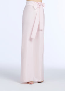 TAFFETA BIAS COLUMN SKIRT WITH SASH BLUSH