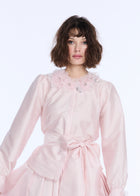 TEA LENGTH PLEATED SOFT TAFFETA MIDI SKIRT BLUSH