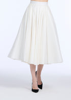 TAFFETA TEA LENGTH MIDI SKIRT - IVORY