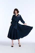 TAFFETA BLOUSE WITH CRYSTAL PEONY LIGHT BLUE
