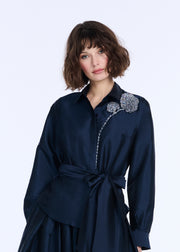 TAFFETA BLOUSE WITH CRYSTAL PEONY IVORY