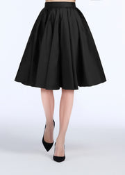 Soft Taffeta Knee Length Skirt - Black