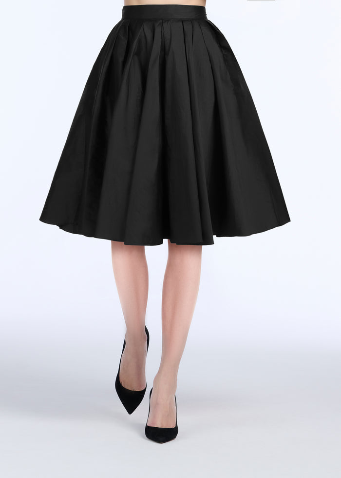 Soft Taffeta Knee Length Skirt - Black