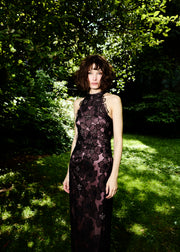 DELICATE FLOWER MOCK NECK GOWN