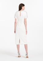 STRETCH CREPE MOCKNECK MIDI WITH CRYSTALS IVORY
