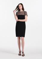 CRYSTAL ILLUSION STRETCH CREPE MINI DRESS IVORY