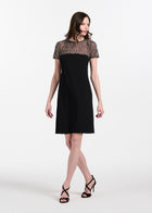 CRYSTAL ILLUSION STRETCH CREPE MINI DRESS IVORY
