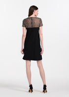 CRYSTAL ILLUSION STRETCH CREPE MINI DRESS IVORY
