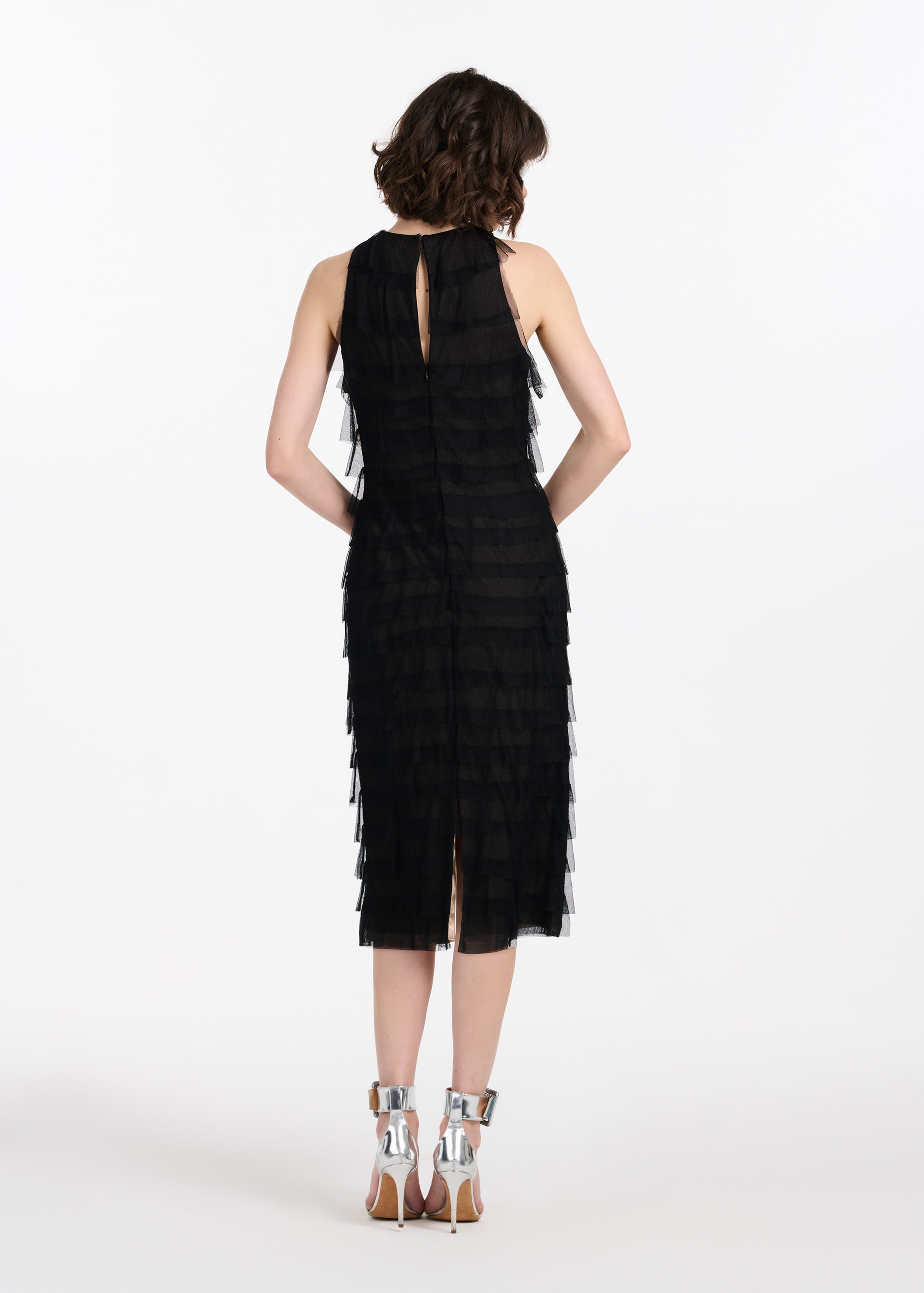 SPANISH LUXE TULLE LAYERED DRESS WITH CRYSTAL FLOWER