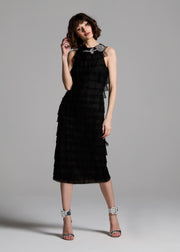 SPANISH LUXE TULLE LAYERED DRESS WITH CRYSTAL FLOWER