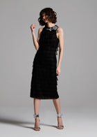SPANISH LUXE TULLE LAYERED DRESS WITH CRYSTAL FLOWER