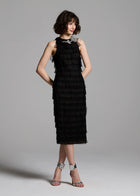 SPANISH LUXE TULLE LAYERED DRESS WITH CRYSTAL FLOWER