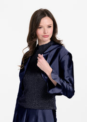 TAFFETA RUFFLE BOLERO NAVY