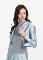 TAFFETA RUFFLE BOLERO BLACK