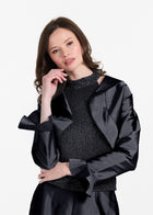 TAFFETA RUFFLE BOLERO BLACK