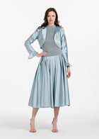 TAFFETA RUFFLE BOLERO NAVY