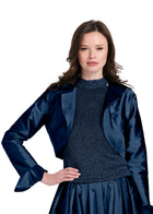TAFFETA RUFFLE BOLERO NAVY