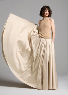 CHAMPAGNE PEARL ENCRUSTED SLEEVELESS MOCK NECK