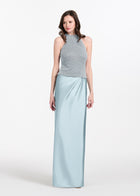 CHAMPAGNE PEARL ENCRUSTED SLEEVELESS MOCK NECK