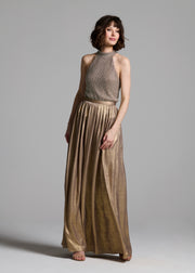 SILVER PEARLS ENCRUSTED SLEEVELESS MOCK NECK