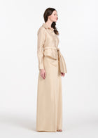 TAFFETA BLOUSE WITH CRYSTAL BOW BUTTONS AND SASH CHAMPAGNE