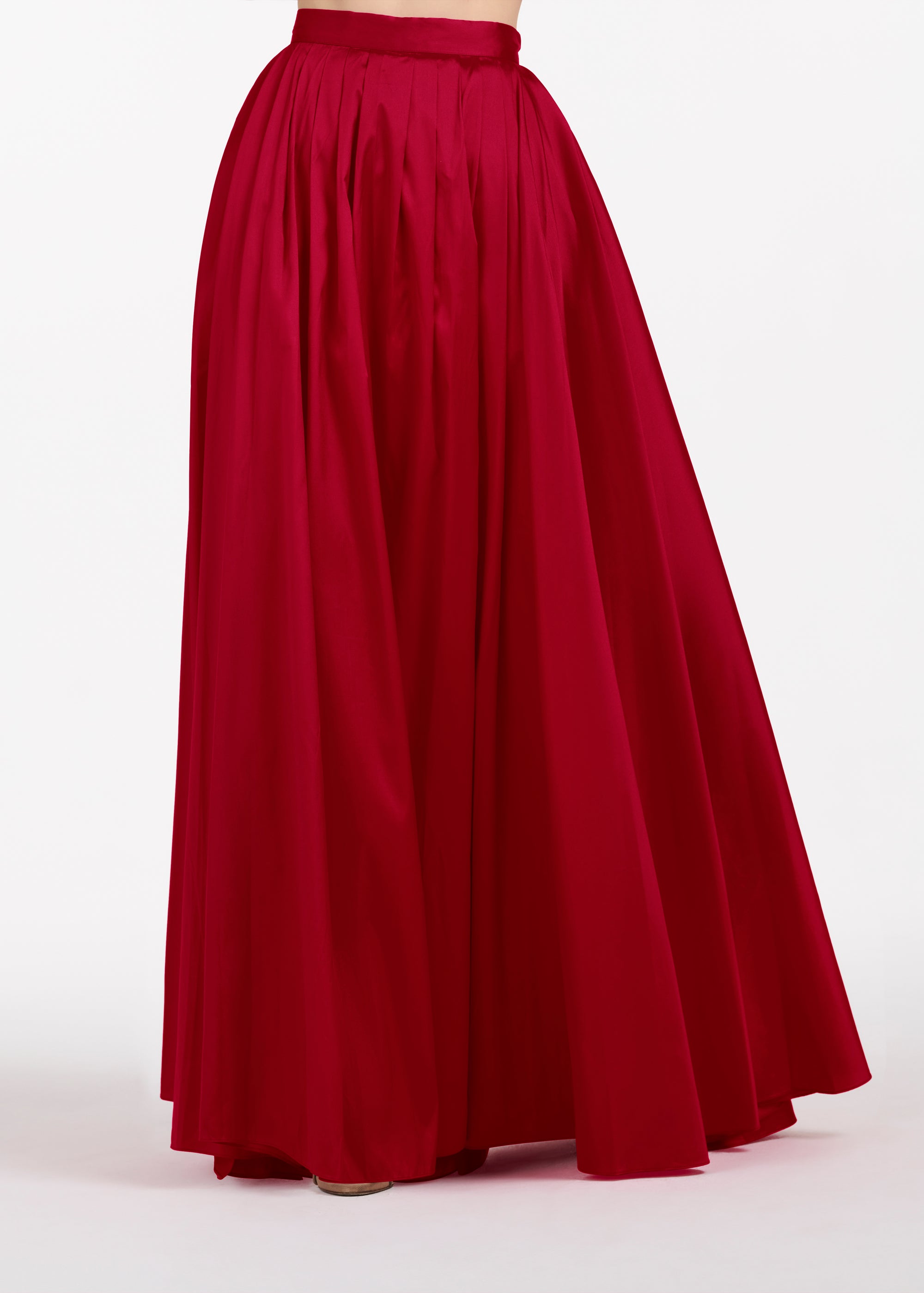 PLEATED SOFT TAFFETA BALLGOWN SKIRT RED