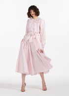 FLORAL COLLAR TAFFETA BLOUSE IVORY BLUSH