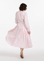 FLORAL COLLAR TAFFETA BLOUSE IVORY BLUSH