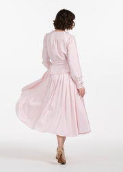 FLORAL COLLAR TAFFETA BLOUSE BLUSH
