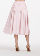 TEA LENGTH PLEATED SOFT TAFFETA MIDI SKIRT BLUSH