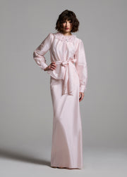 FLORAL COLLAR TAFFETA BLOUSE BLUSH